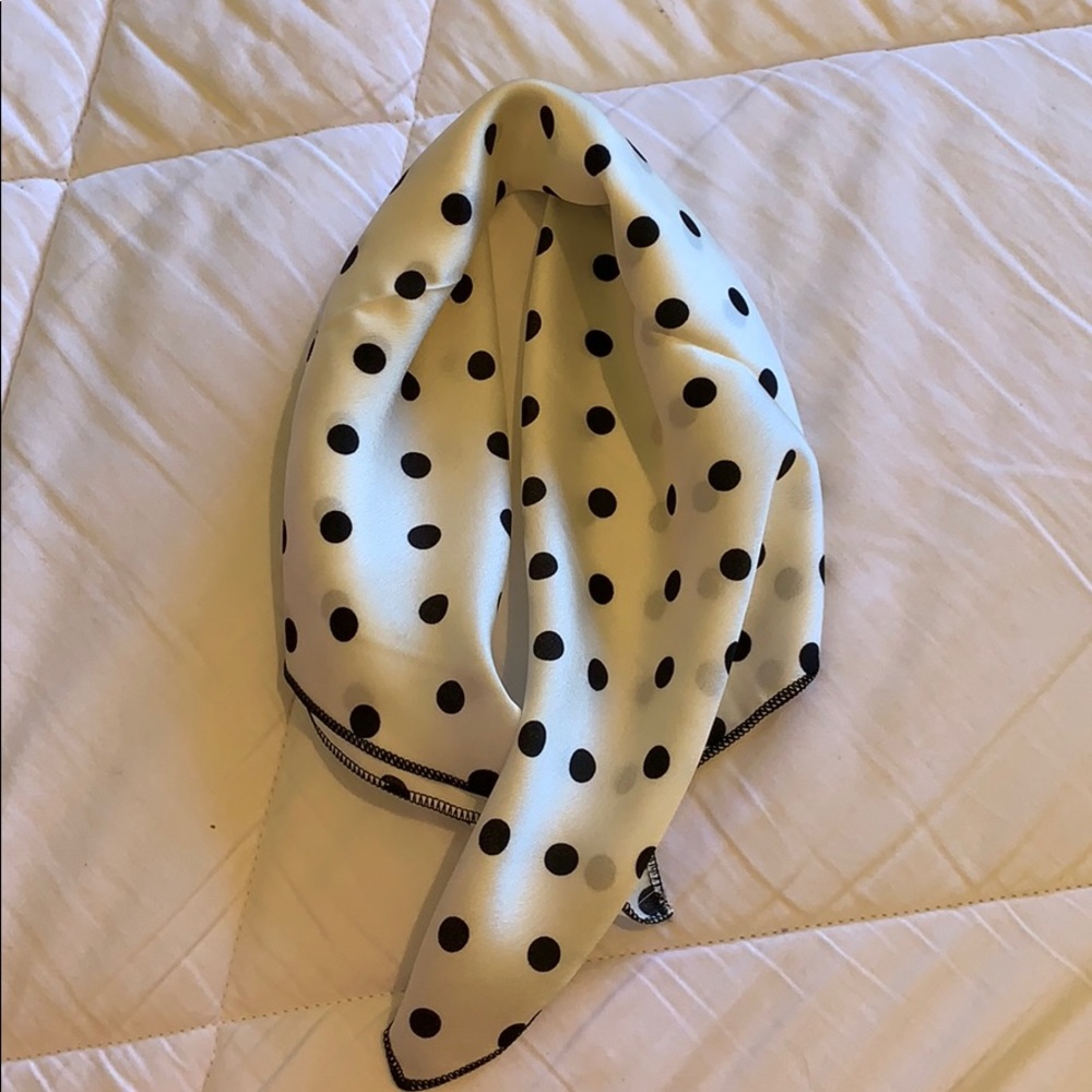 Hair Scarf Polka Dot Black and White
